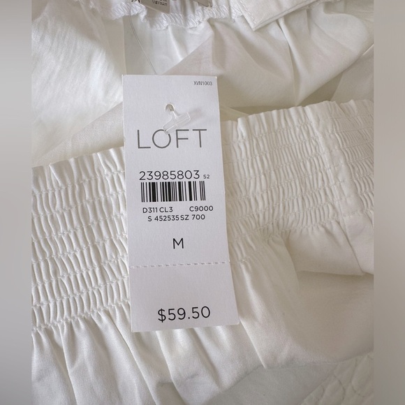 LOFT Smocked Cold Shoulder Blouse with Balloon Sleeves Size Medium NWT - Picture 7 of 7